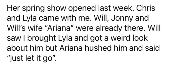 OP initially got a weird look after Will noticed she had brought her baby along.