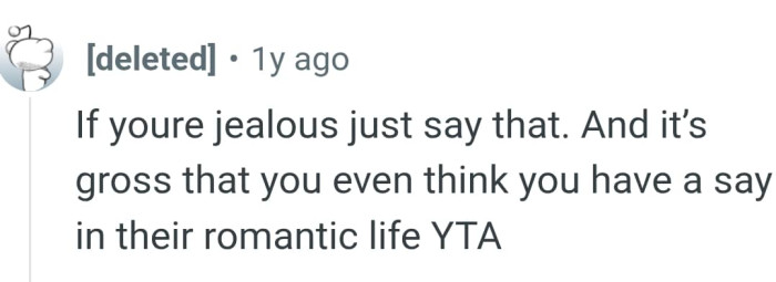 The OP doesn't have a say in her son's romantic life