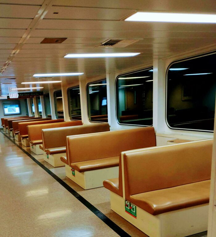 "Pic I Took Inside A Washington State Ferry At Night"