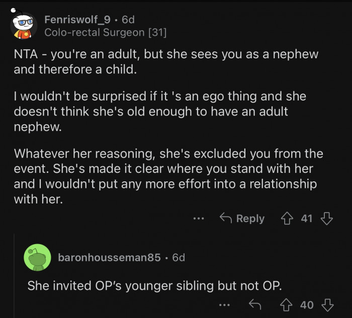 OP should stop putting any effort into his relationship with his aunt.