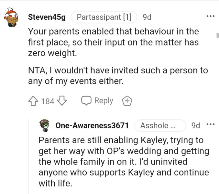 This Redditor is one of those who wouldn't invite such a person to any of their events