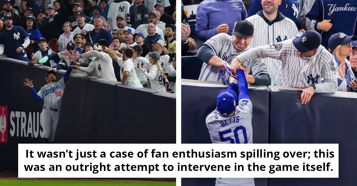 Shocking Footage Shows Yankees Fan Trying To Snatch Ball From Dodger's Player Mid-Game