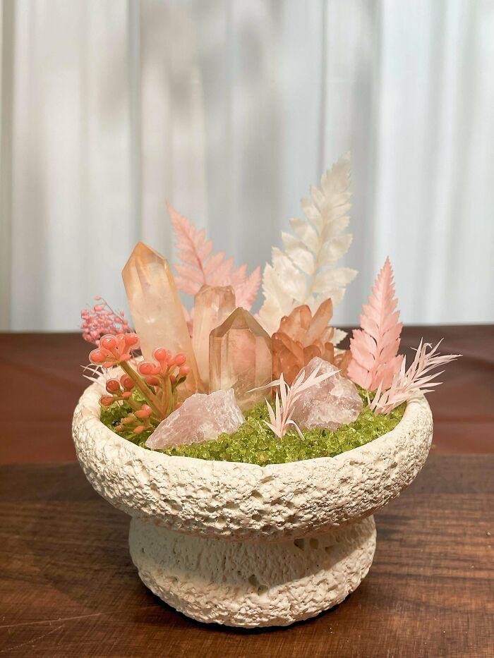 "First Time Sharing My Work Here — What Do You Think Of This Crystal Planter?"