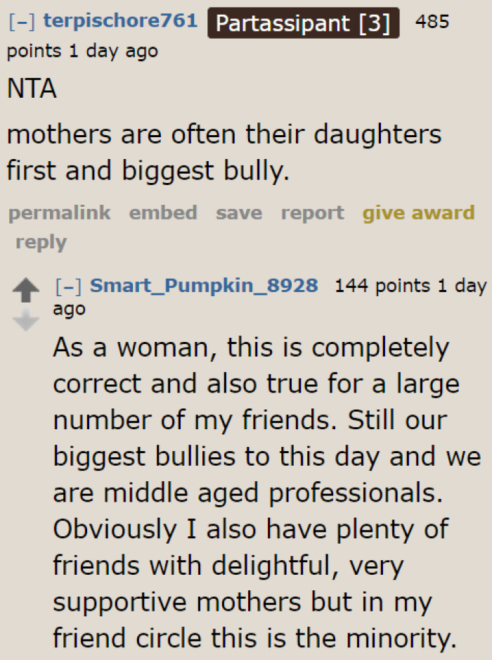 Some Redditors believe that this mom is just bullying her daughter.