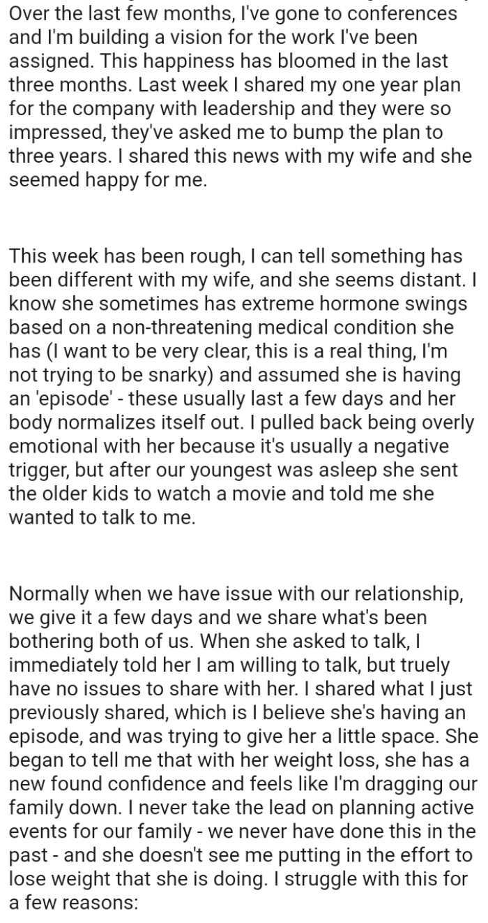 The OP Knows His Wife Sometimes Experiences Extreme Hormone Swings Due to a Non-Threatening Medical Condition
