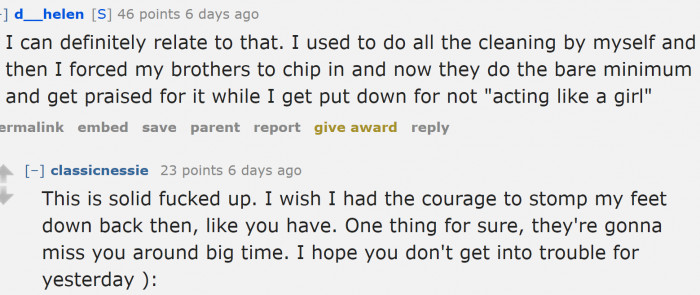 A redditor wishes she was as vocal as the original poster.