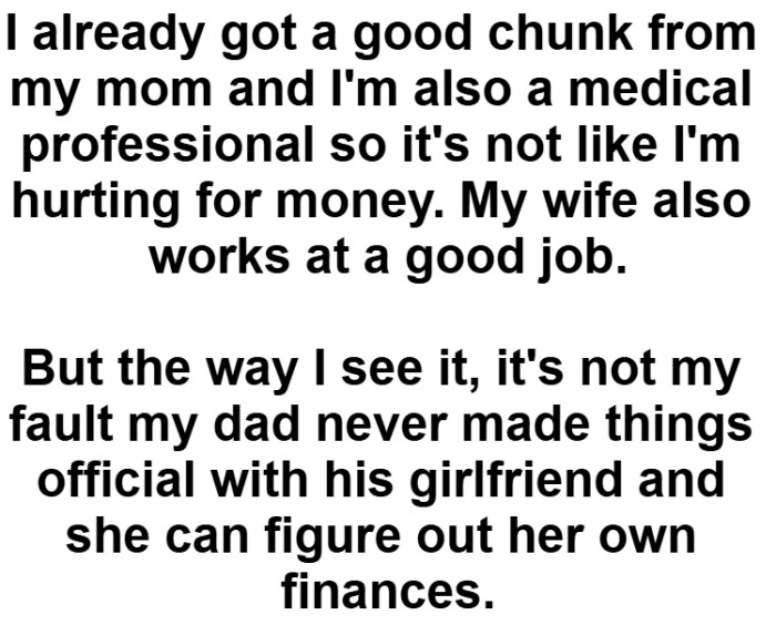 It's not the OP's fault his dad never made things official with his girlfriend