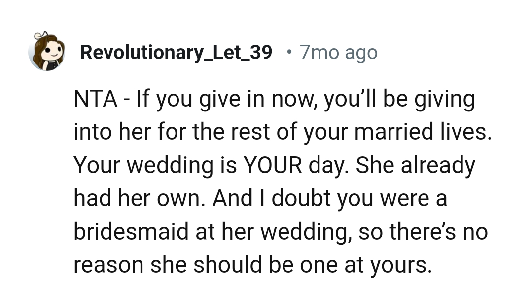 She already had her own wedding