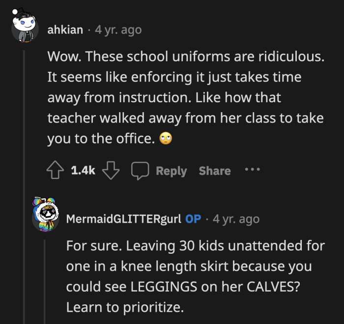 That teacher just wanted to flex her power. I wonder how she reacted when she found out what OP did.