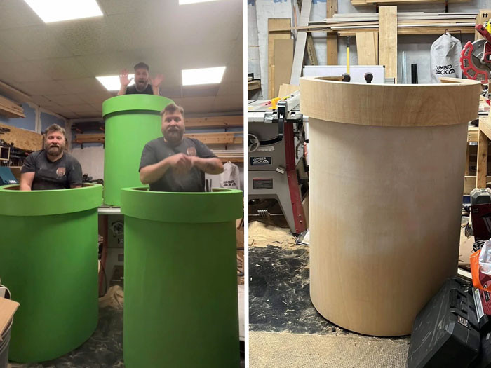 "Got Asked To Make Some Life Sized Mario Warp Pipes For A Local Cinema Promo"