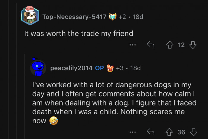 After going through that as a kid, not many things can scare you in adulthood.