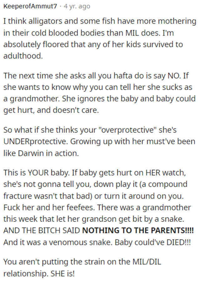 It's quite understandable why OP is concerned, and they should probably have a conversation with MIL to explain their concerns in a more serious manner.