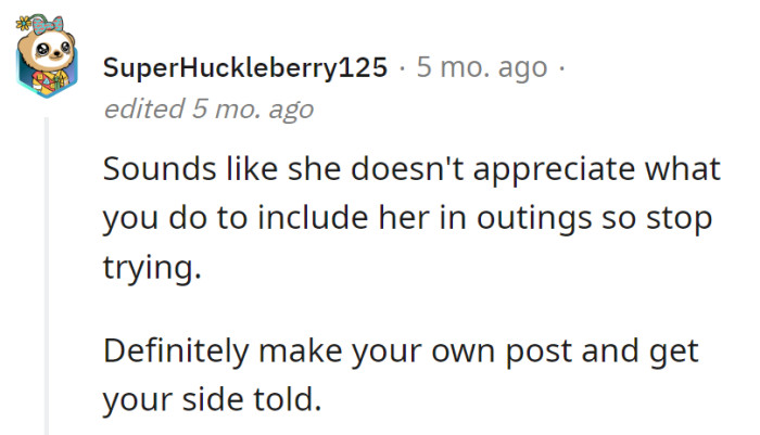 Seems like her appreciation meter needs a tune-up. Time for a solo post to set the record straight and let the good deeds shine.