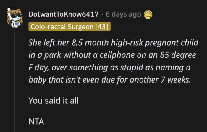 That's the only reason OP needed to know for her to decide her mom was completely at fault here