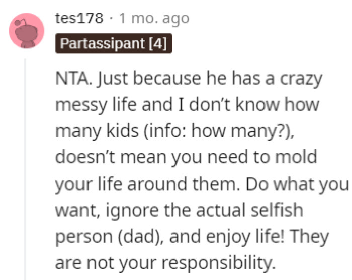 They're not OP's responsibility