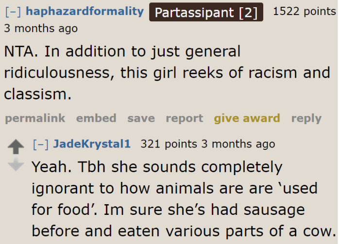 Would she still eat sausage if she finds out what its ingredients are?