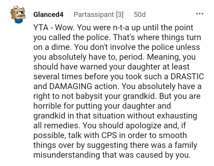 The OP could have at least warned her daughter several times