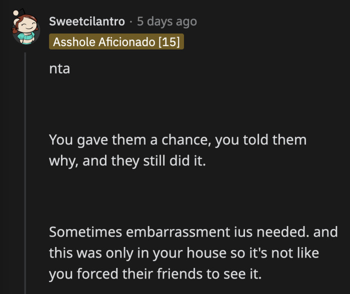 They are embarrassed because they know the story behind the stickers wouldn't portray them in a good light. Not at all OP's fault.