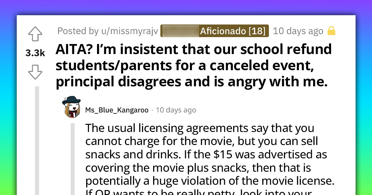 Teacher Goes Against School's Principal After The Latter Gave The Students Mugs Instead Of A $15 Refund For A Canceled School Movie Day