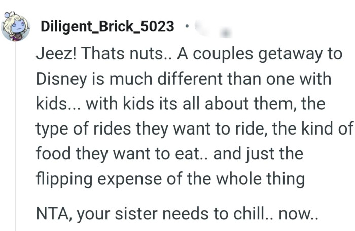 OP's sister needs to chill out