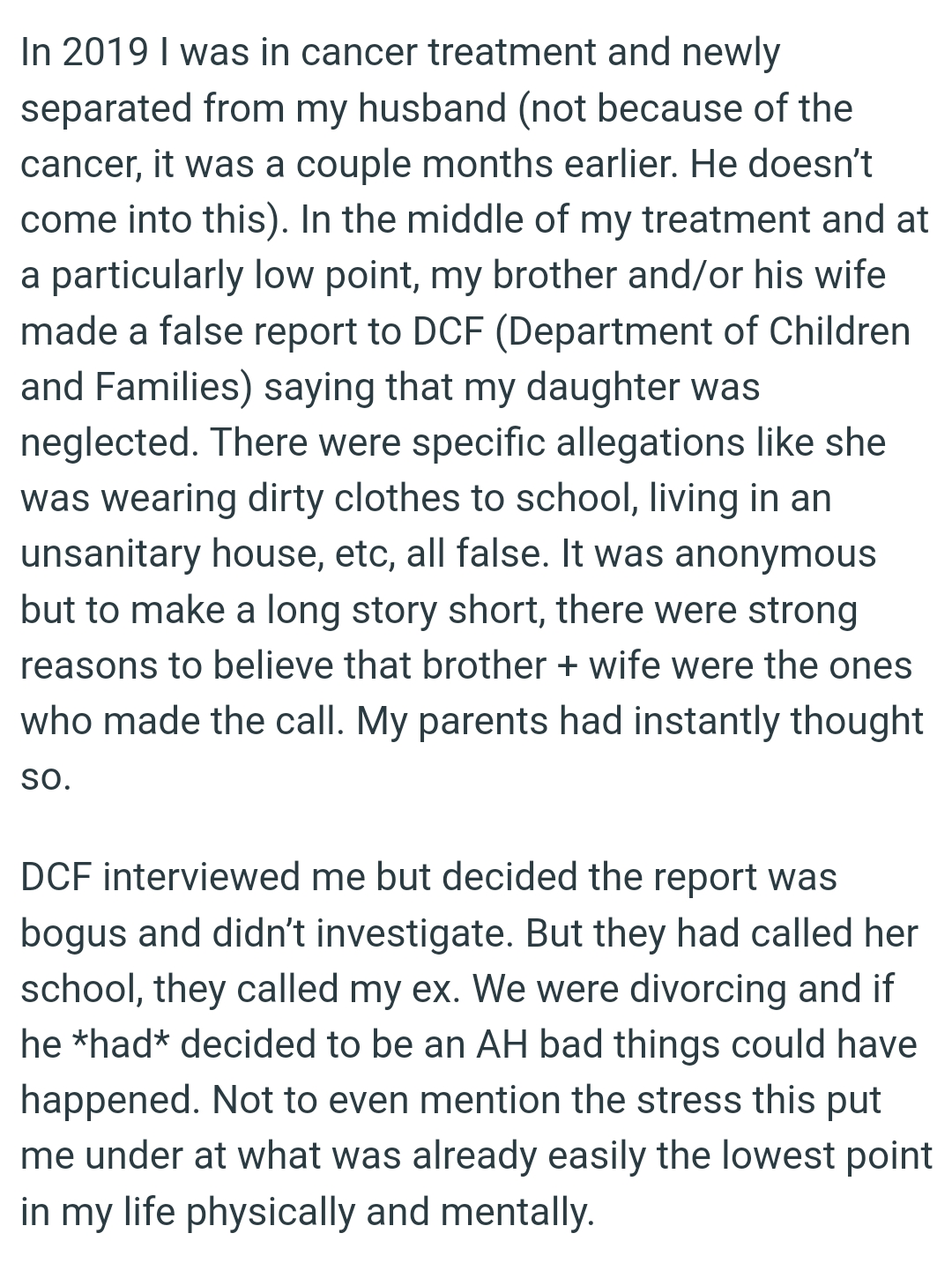 The person made some specific allegations