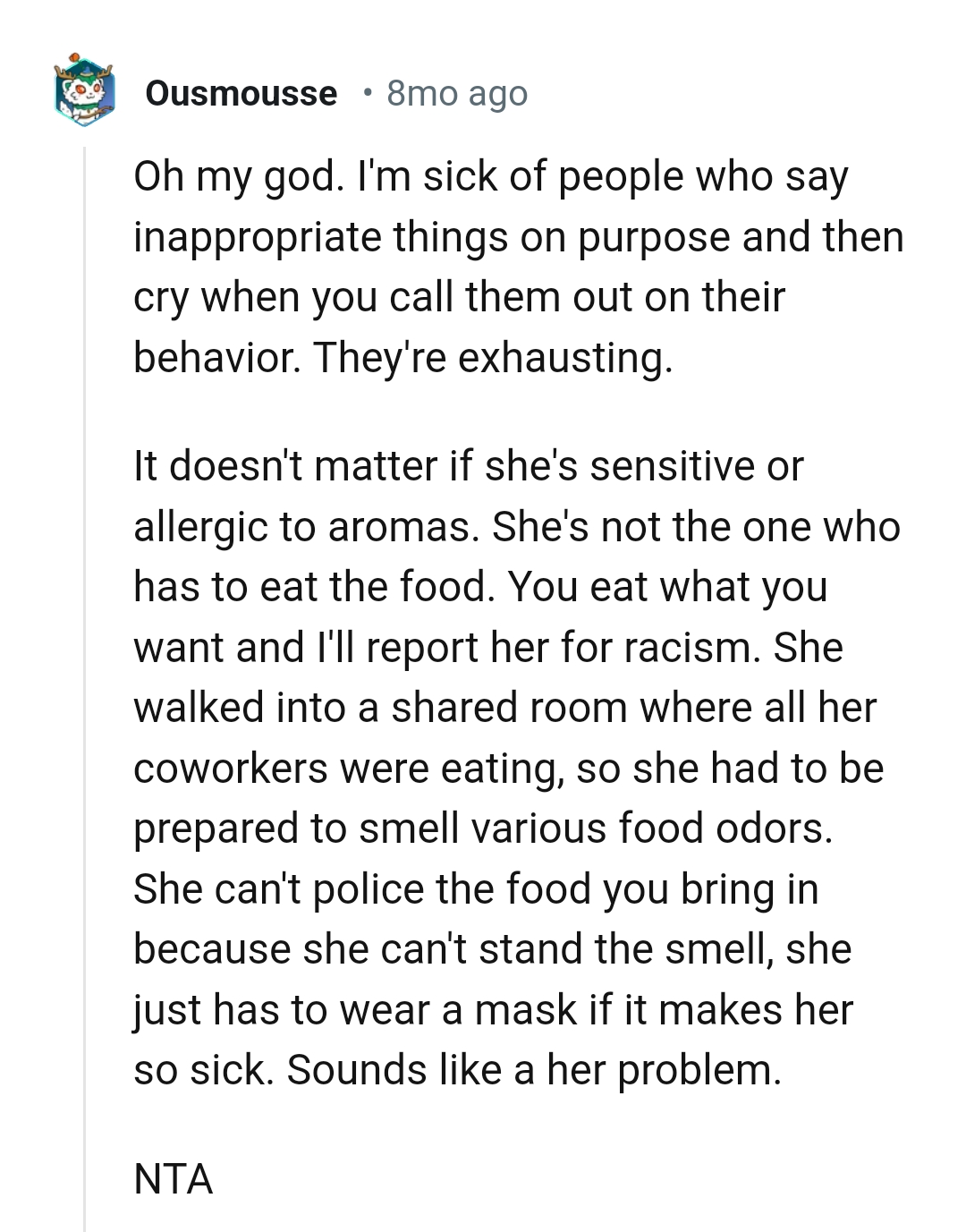 You don't say inappropriate things to people