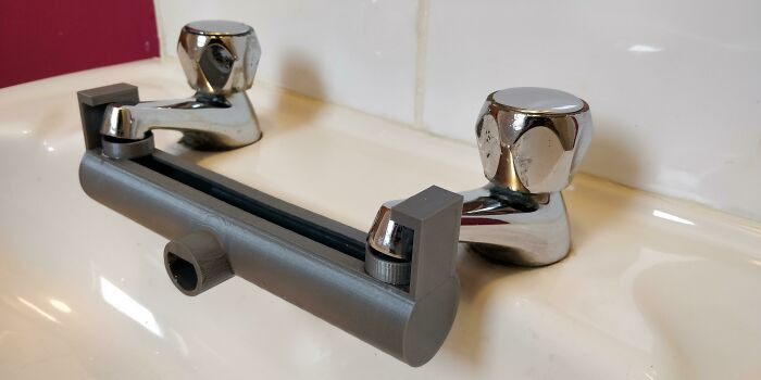 "My Country (Ireland) Has Separate Hot And Cold Water Taps. Here's A Mixer To Get A Comfortable Temperature!"