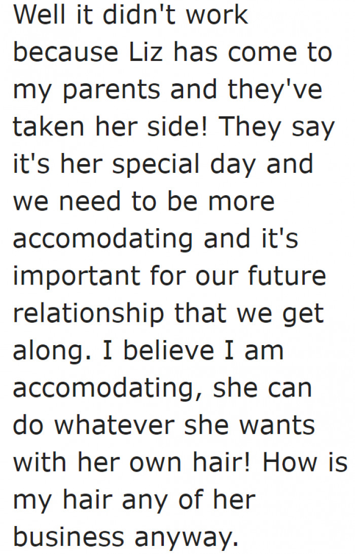 But the bridezilla is persistent.