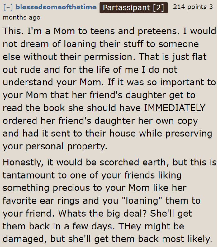 Even a mom agrees that the OP's mother is being disrespectful.