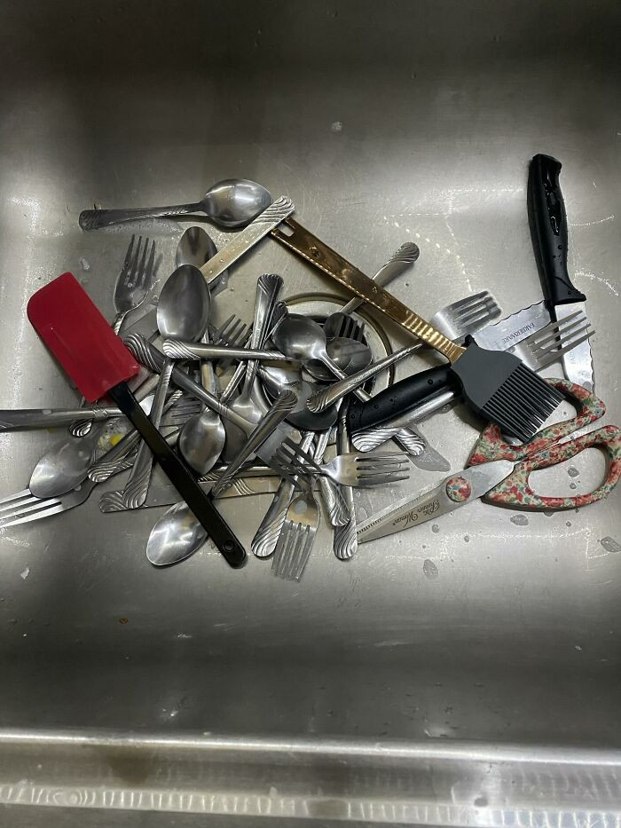 Mine Is Afraid Of Utensils! Infuriating. Imagine If I Did This Every Time I Washed Dishes; We Would Be Eating With Our Hands