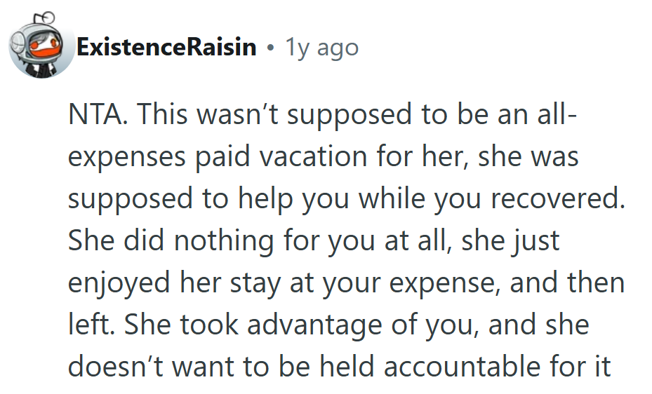 She turned someone’s recovery into her personal getaway, then dodged all responsibility.