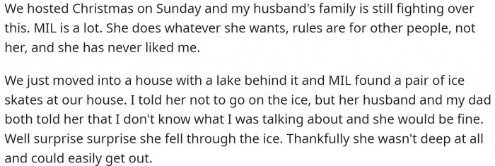 OP hosted Christmas on Sunday, and MIL, her husband's mother, was quite a character.