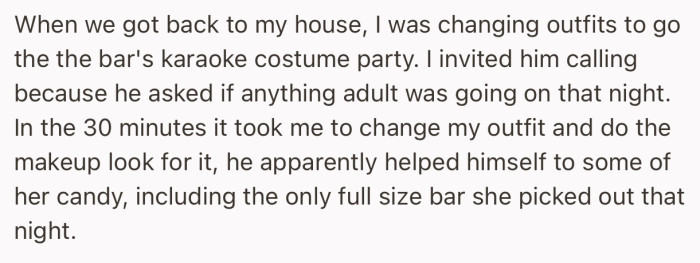 OP’s brother helped himself to some candy that her little daughter got during trick-or-treat