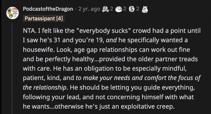 This comment got one thing right, OP's husband is indeed an exploitative creep