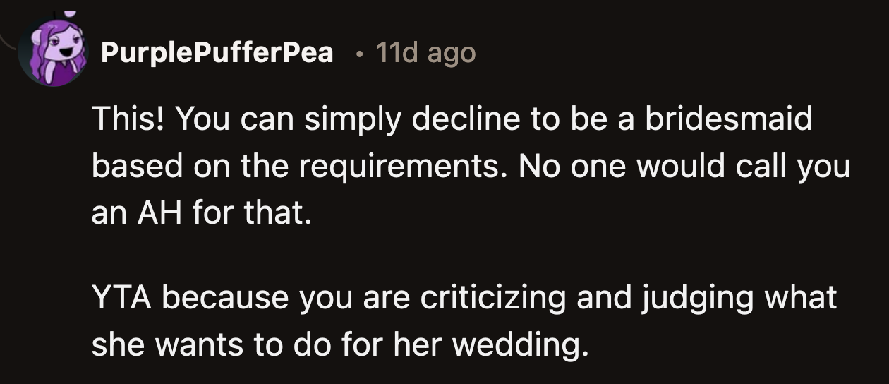 The drama could have been avoided if OP had kept her judgments to herself.