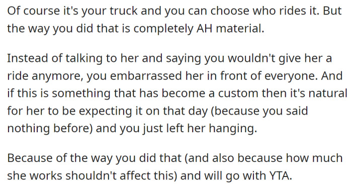 A Redditor told the OP they were in the wrong because of the way they did it