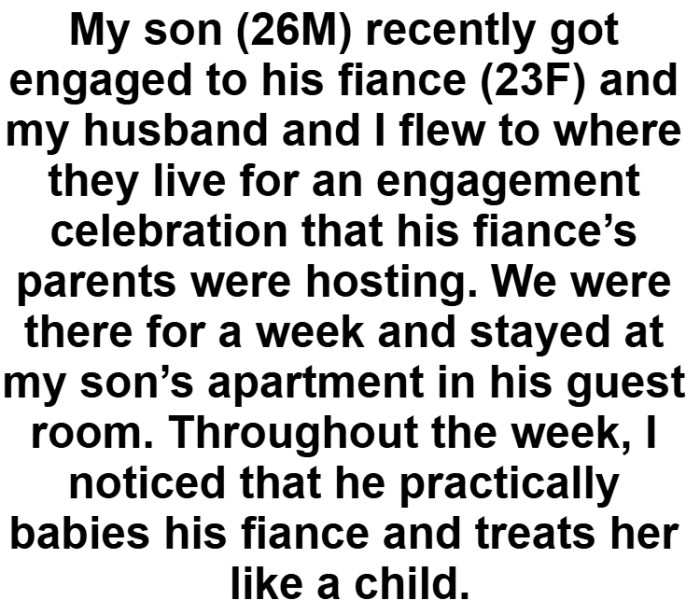 The OP and her husband flew to where their son lives for his engagement celebration