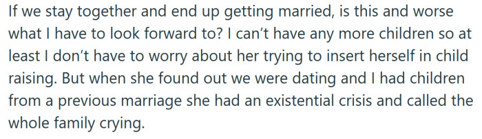 The OP is wondering if this is what she has to look forward to.