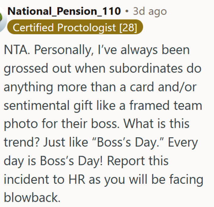 The pressure to pool money for a boss's gift has gone too far
