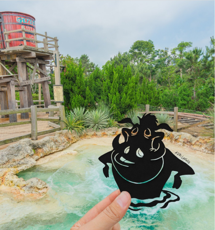 6. Pumbaa taking a soak at Hong Kong Disney