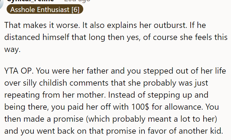 He stepped out of her life over silly, childish comments