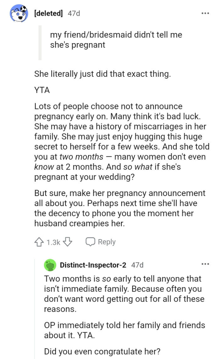 OP's friend might enjoy hugging this huge secret to herself