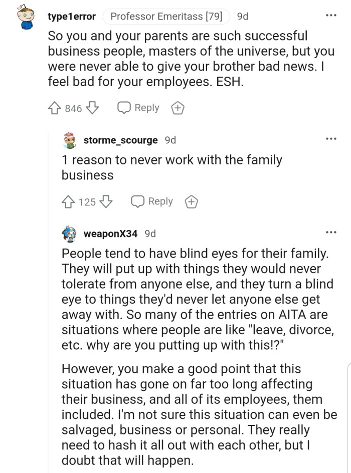 In truth, people tend to turn a blind eye to their family.