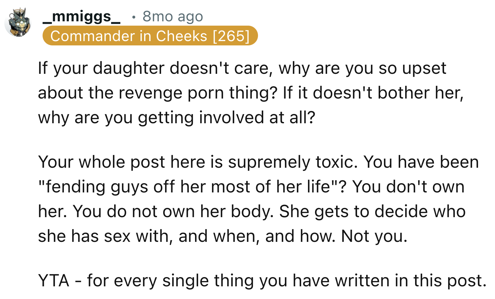 If OP's Daughter Does Not Care, OP Shouldn't Care Much as Well