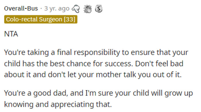 This is when people came to the comments to let him know that he's a good dad and that he should do whatever is best for his son after his passing.