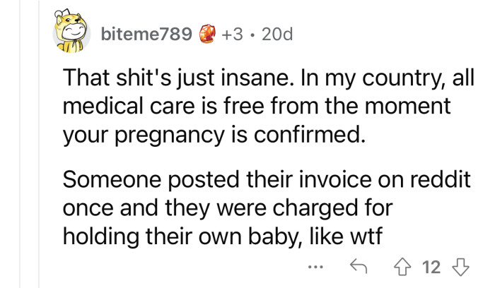 Medical care should be free for everyone, especially child birth.
