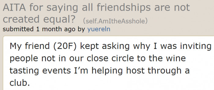 The OP talked about her conversation with a friend.