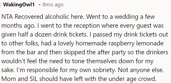 Responsibility for sobriety lies with the individual, not others.