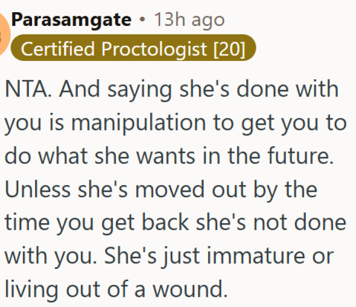 Saying "I'm done with you" is just manipulation, not a real goodbye