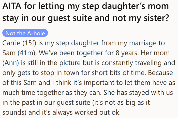This section sets the stage by showing how limited Ann’s time with her daughter is and why the guest suite matters.